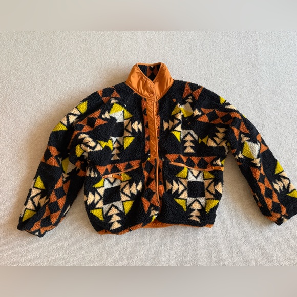 Free People Hit The Slopes Printed Fleece Jacket Night Sky - Picture 4 of 8